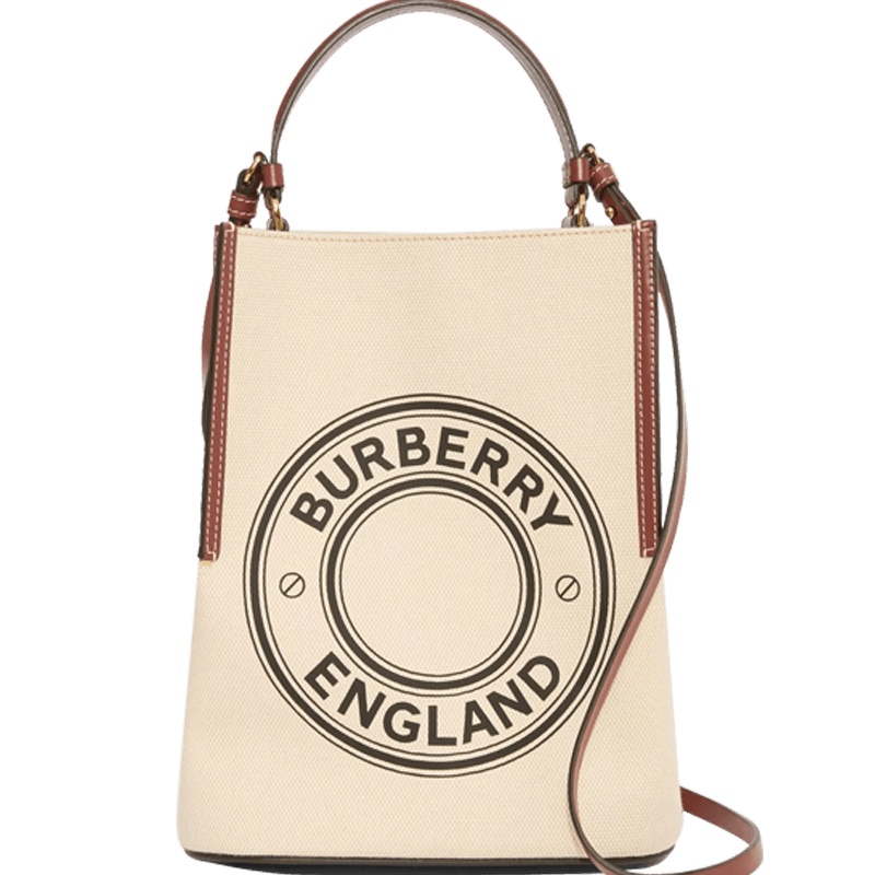 预订20春夏 BURBERRY Peggy小号徽标图案水桶包 21*16.5*25cm