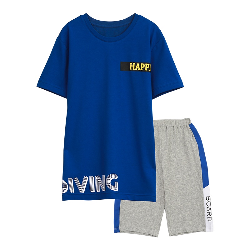 红豆男童夏装套装2020新款儿童宝宝短袖T恤中裤运动洋气两件套H0J3129