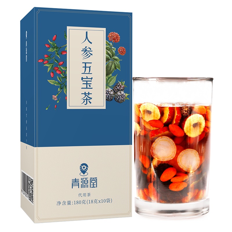 青源堂牌 人参五宝茶180克玛咖黄精枸杞茶红枣桑葚干八宝茶 人参五宝茶 180克
