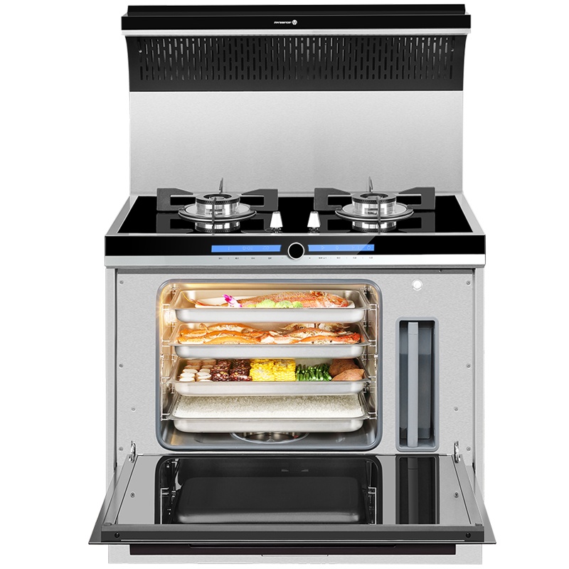 火星人（marssenger）E52B/Z 集成灶蒸箱 曲面拢烟抽油烟机燃气灶 烟灶蒸套餐一体灶 天然气