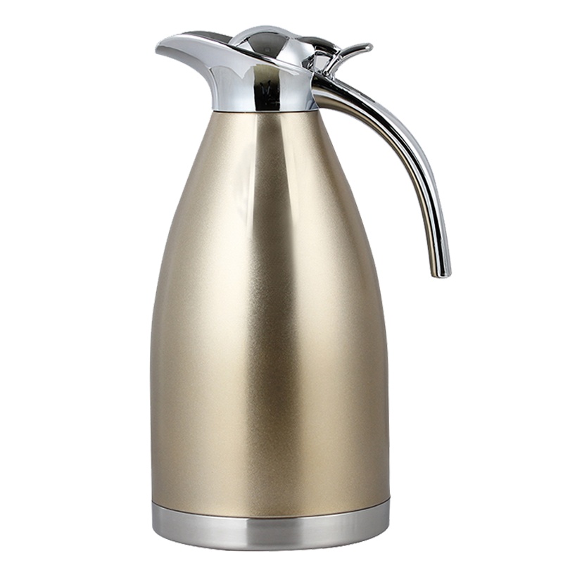 SIMELO(施美乐)欧仕大容量保温杯 保温壶 印象京都304不锈钢真空保温热水壶2.0L (香槟金)