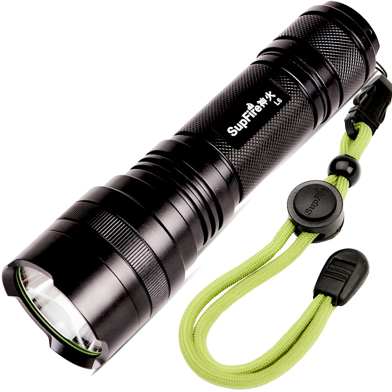 SupFire神火L6强光手电筒26650大容量可充电电池户外骑行R5S防水抗摔远射王LED巡逻照明灯
