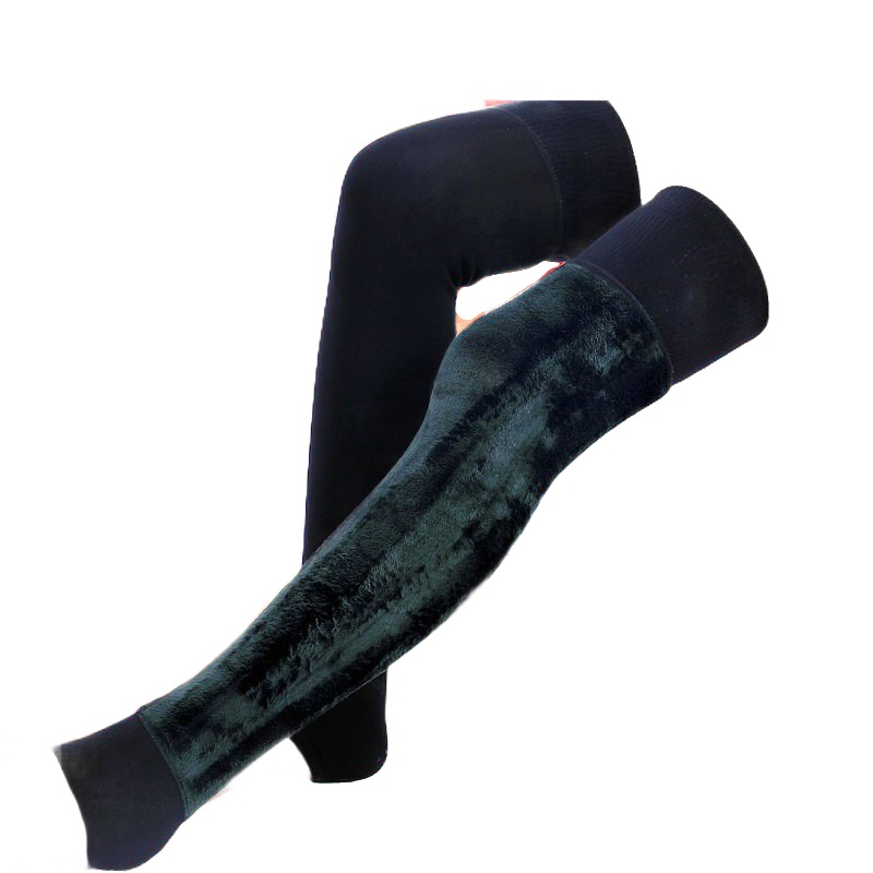 加绒加长加厚保暖护膝过膝长筒袜套秋冬男女士护腿袜套长护腿套护具串得起