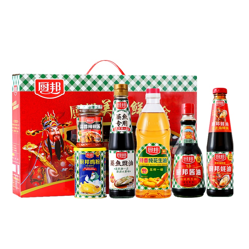 厨邦美味鲜礼盒6件套 礼盒食用油酱油蚝油鸡粉辣椒酱送礼