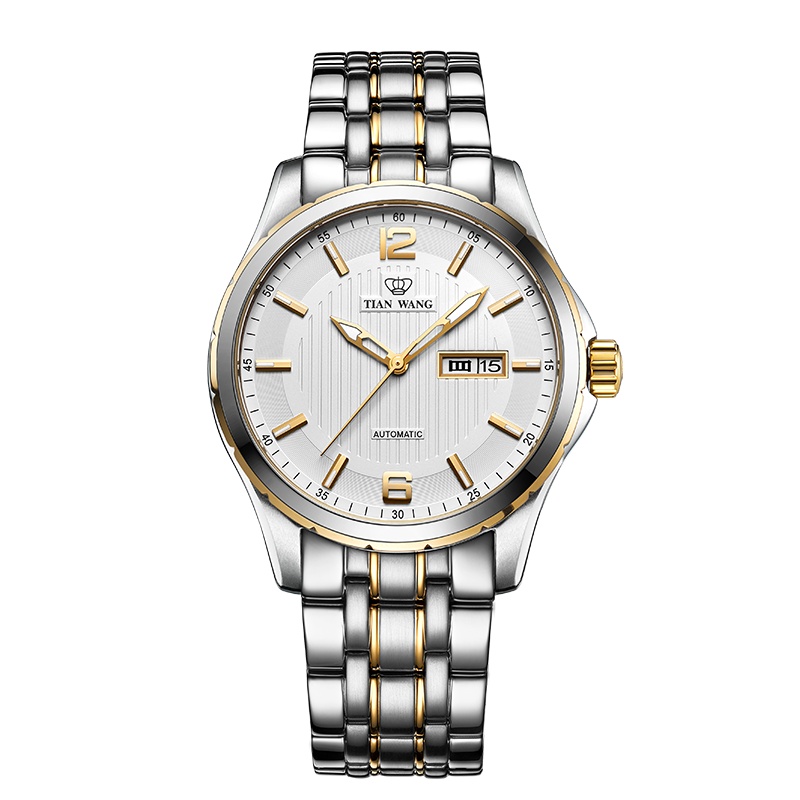 天王表(TIANWANG)手表 商务手表双日历机械表钢带防水男表5732