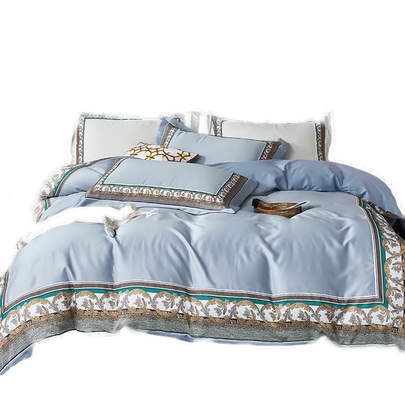 唛乐斯MallasA版水洗真丝B版全棉高支高密数码印花拼边床上用品四件套