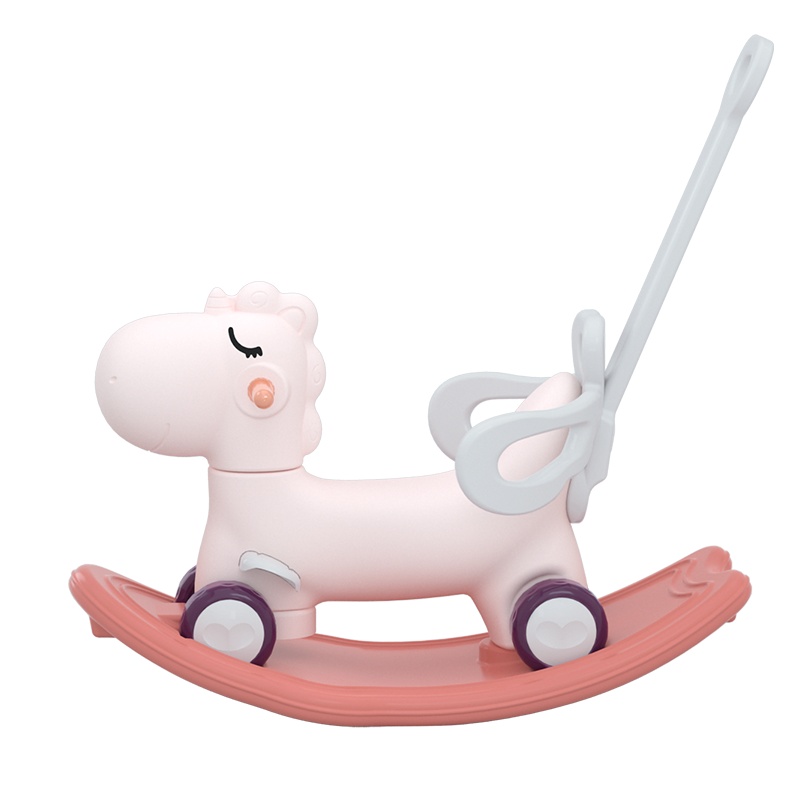 澳乐儿童木马摇摇马玩具婴儿大号摇马宝宝健身户外两用小木马多功能摇马(摇马+滑行车)璎珞粉