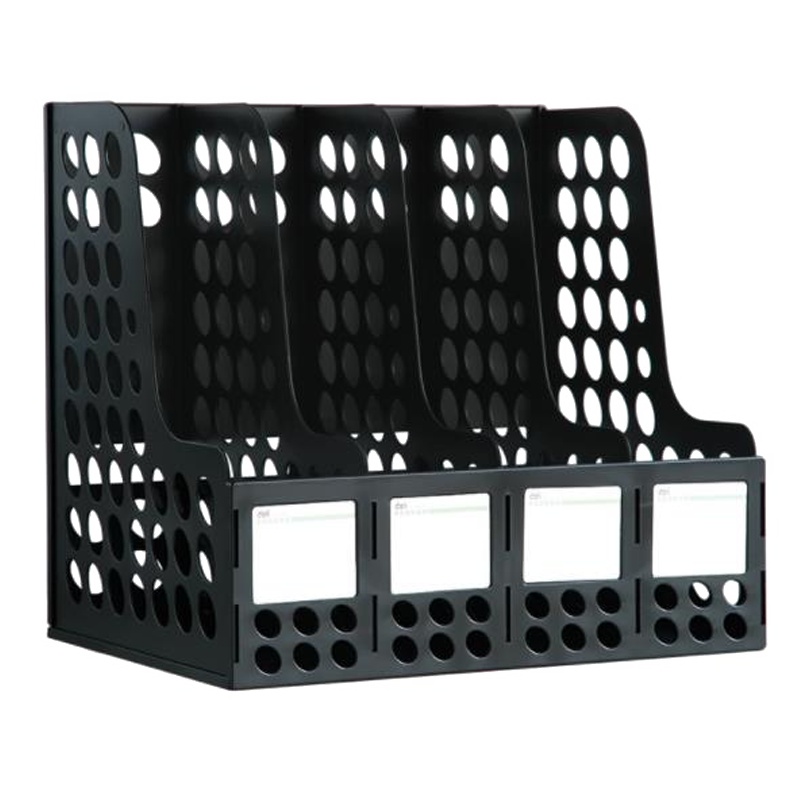 得力9834四联文件夹框 书架杂志架办公用品 文件架 资料架 文件栏 黑色