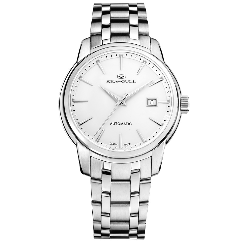 海鸥表(SEA-GULL)情侣手表单历钢带防水自动机械表男士女士男表女表816.421