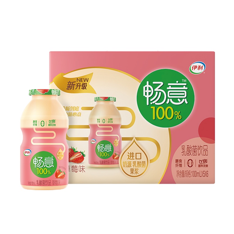 伊利 畅意 乳酸菌饮品 草莓味 100ml*5*6