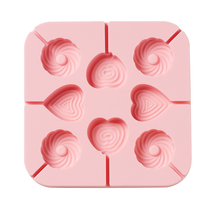 拾画 十咏系列 爱心彩虹糖粉色硅胶棒棒糖模具 单个装（14.3*14.3*1.3cm）送纸棒SY-6849