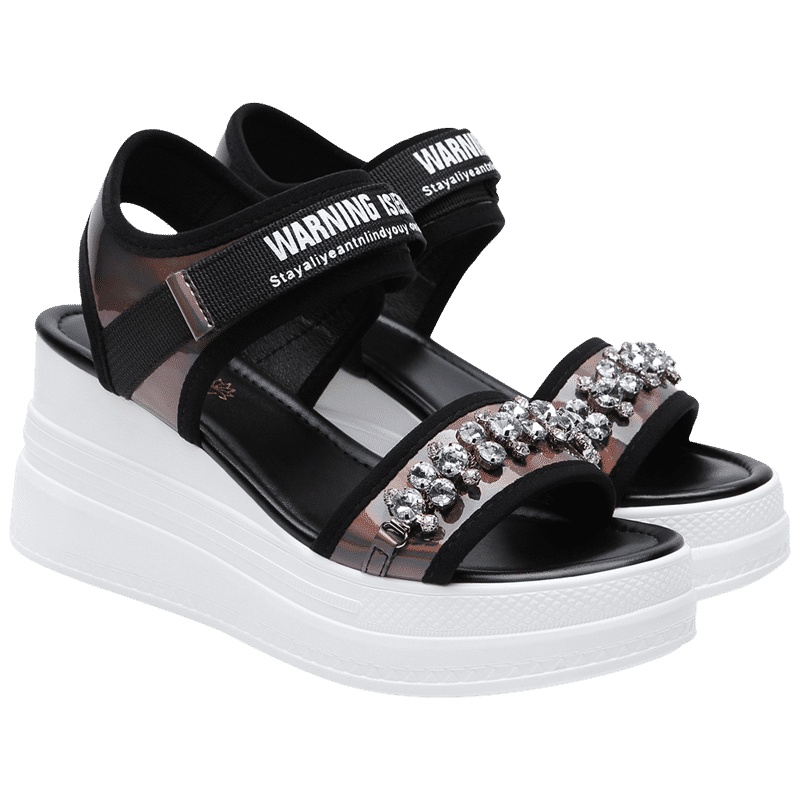 百年纪念Centenary夏季松糕平底罗马凉鞋女鞋魔术贴轻便女凉鞋2214