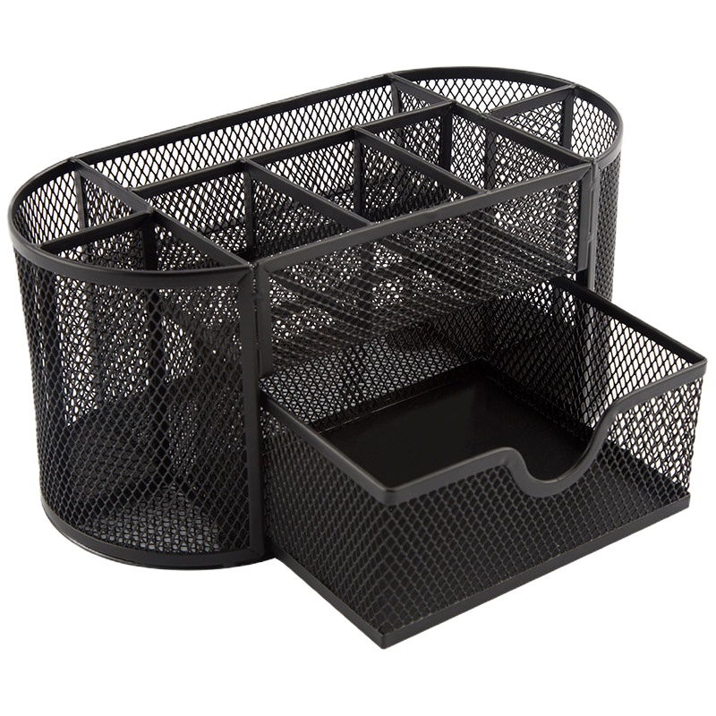 广博(GuangBo) WZ9318 金属多功能笔筒 9格 黑色(单位:只)