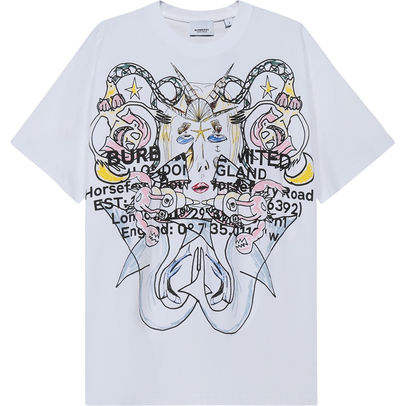 博柏利 BURBERRY 男士 棉质宽松版圆领短袖T恤80406781