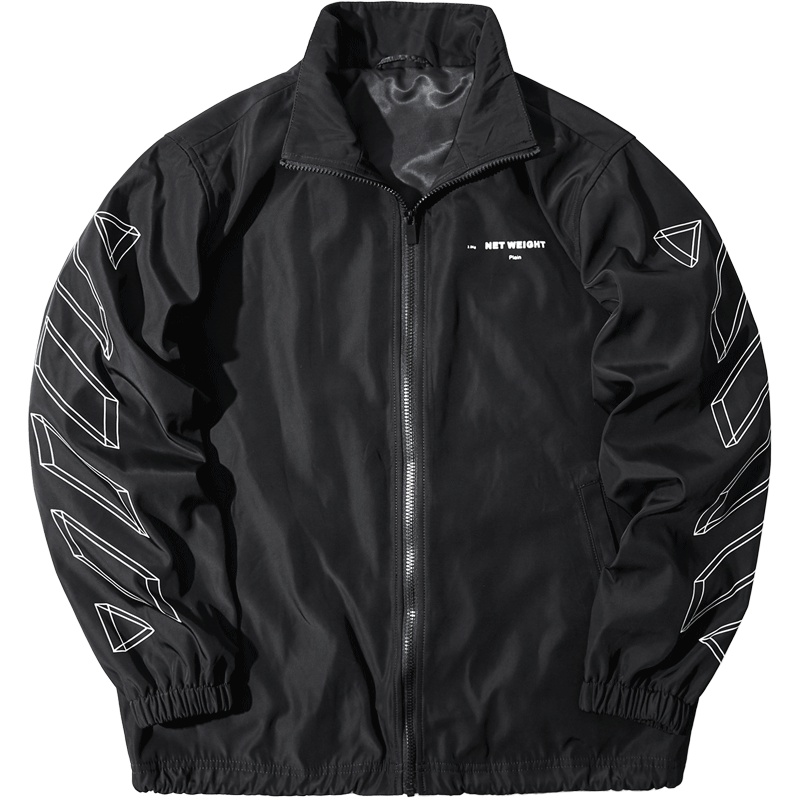 黑鲸字母印花立领夹克男2019春季休闲外套男CWJAJ19008A