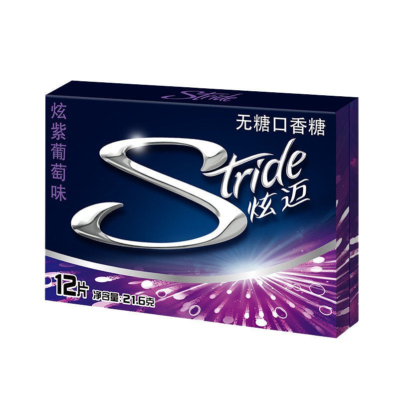炫迈(Stride)无糖口香糖21.6g(炫紫葡萄味)12片