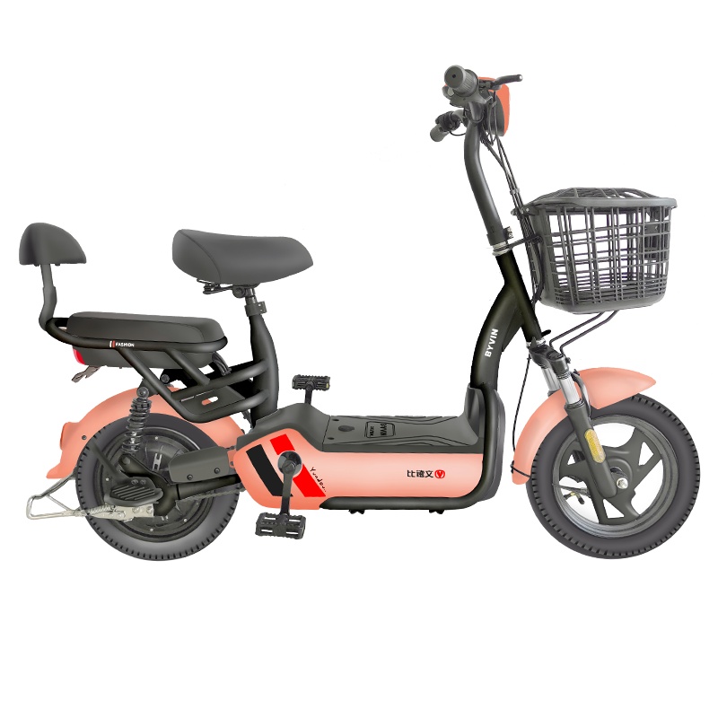 比德文电动车48v12ah可拆卸锂电池小型电瓶车男女电动自行车助力车代步车 云豆 玫瑰金