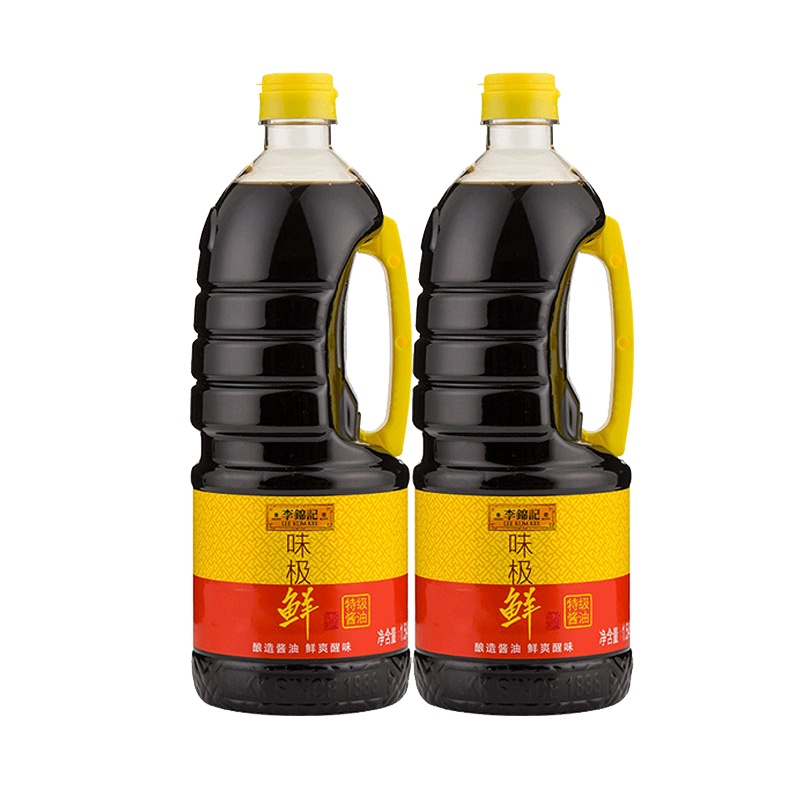 李锦记 味极鲜1.54KG*2瓶 采用非转基因大豆,精心酿造的特级酱油,厨房调味好选择!生抽 酿造酱油 瓶装