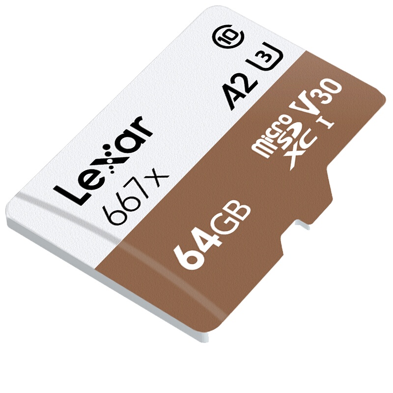 雷克沙(Lexar)64GB TF(MicroSD)存储卡 C10 U3 V30 A1读100MB/s稳定不掉速667X