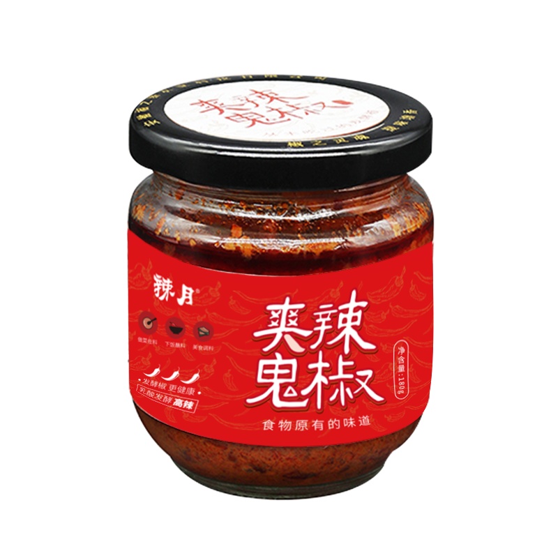 辣月 爽辣鬼椒自然发酵火锅辣酱 高 中 低 纯椒酱三兄弟180g*3