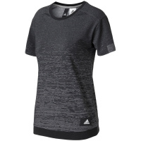 【自营】adidas阿迪达斯女子短袖T恤透气休闲运动服CV5485 L CV5485纯质冰灰+黑