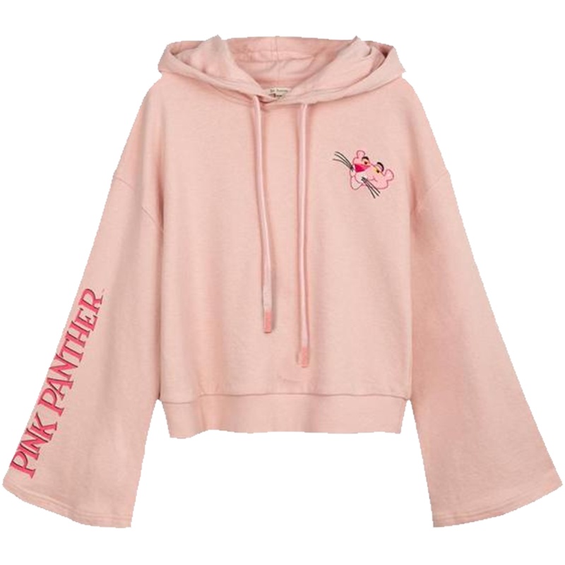 【热卖】拉夏贝尔拉贝缇粉红豹韩版潮学生宽松bf风喇叭袖套头帽衫连帽卫衣60300263