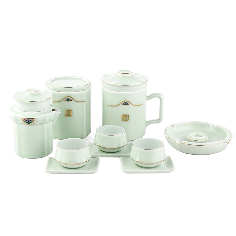 菲驰(VENES) FC503T 办公室杯陶瓷杯茶具套装 绿色 (单位:套)
