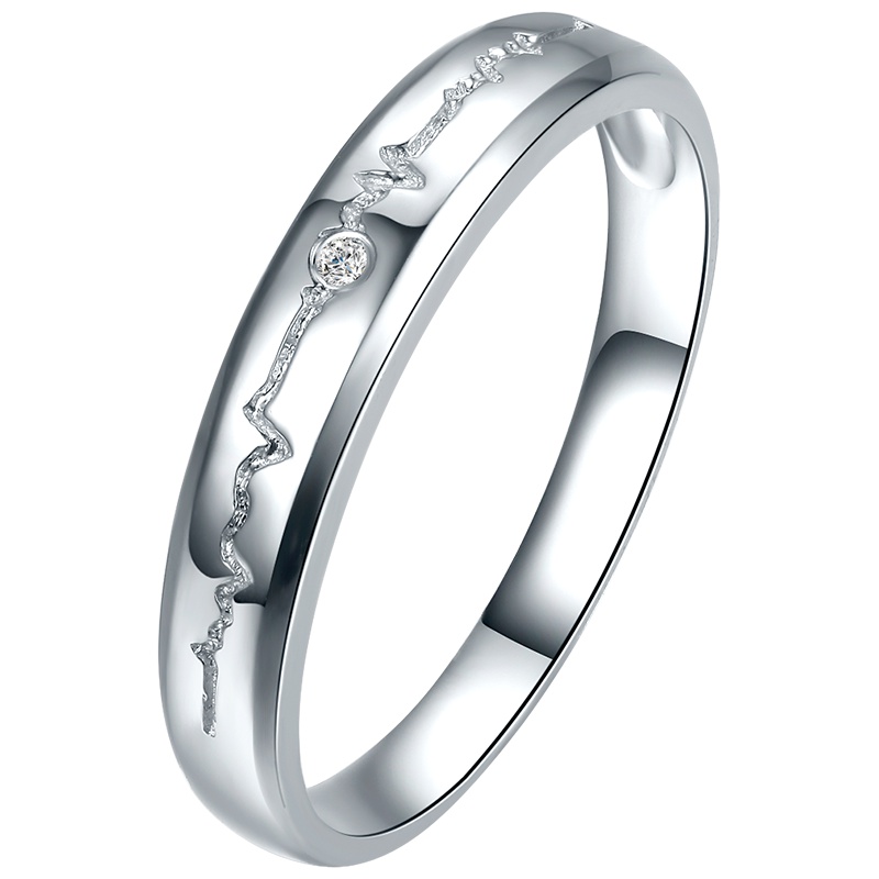 周六福白18K金情侣钻石男戒-心动813A