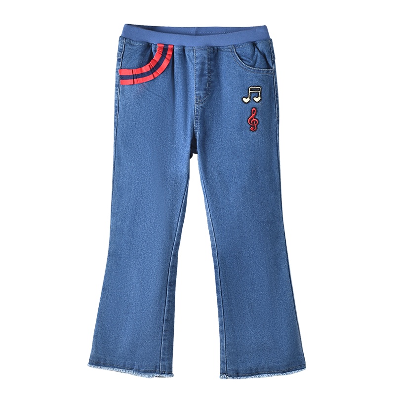 铅笔俱乐部童装2020秋冬新款女童牛仔长裤双层刺绣中大童喇叭裤子