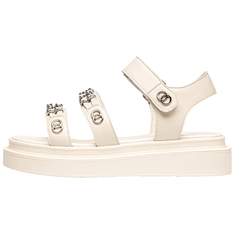 马克华菲2020夏季新品真皮女运动凉鞋女士休闲一字带凉鞋女鞋子