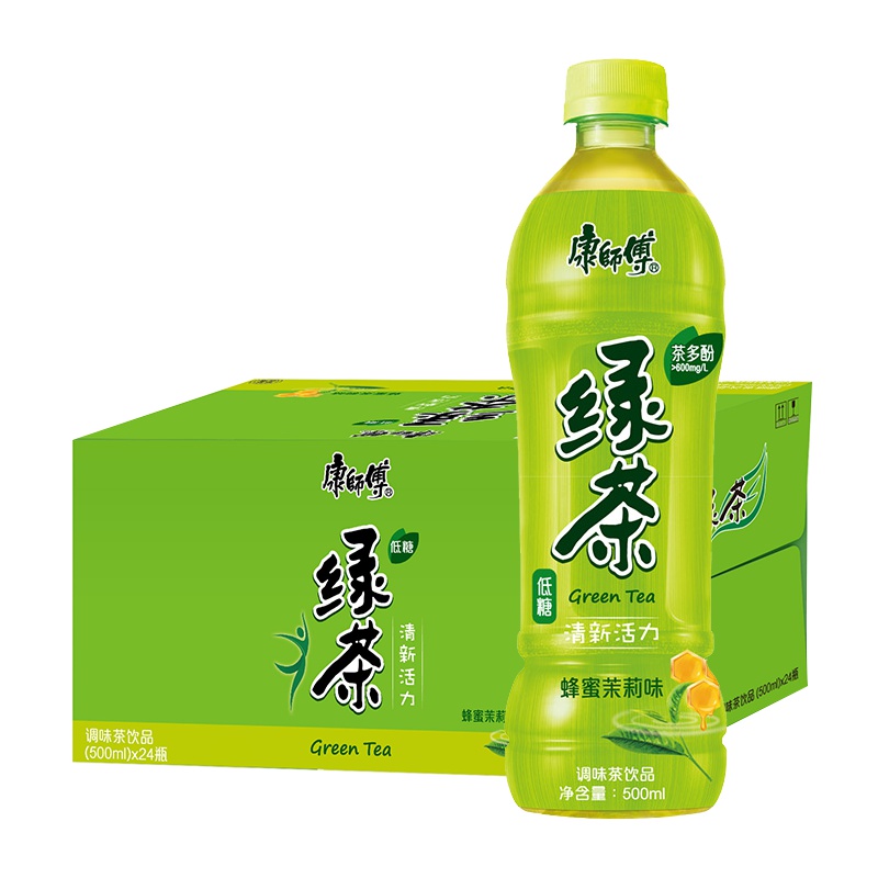 康师傅 蜂蜜绿茶味500ml*24入整箱装 茶饮品饮料（新老包装随机发）