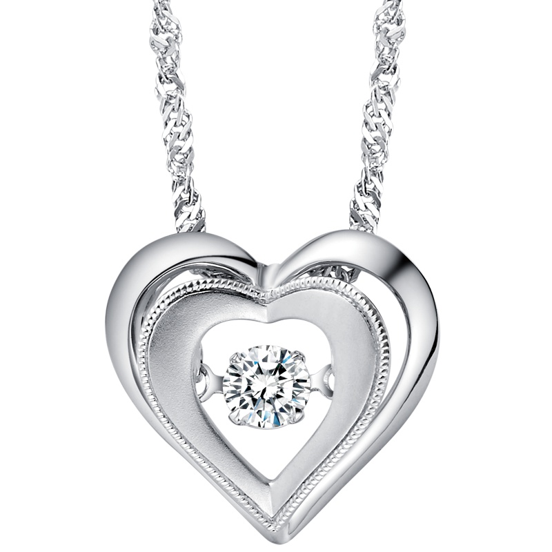 周大福（CHOW TAI FOOK)怦然系列心动18K金镶钻石坠U135750