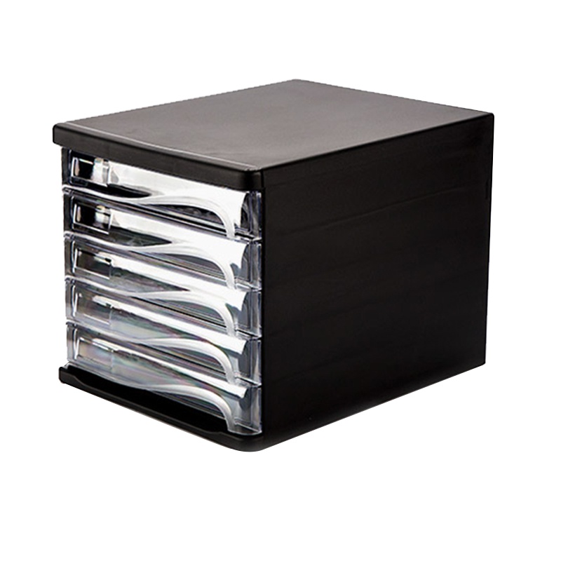 广博(GuangBo)WJK9266五层桌面文件柜 文件抽屉柜 资料柜 收纳柜 抽屉式桌上塑料柜 办公用品 黑色