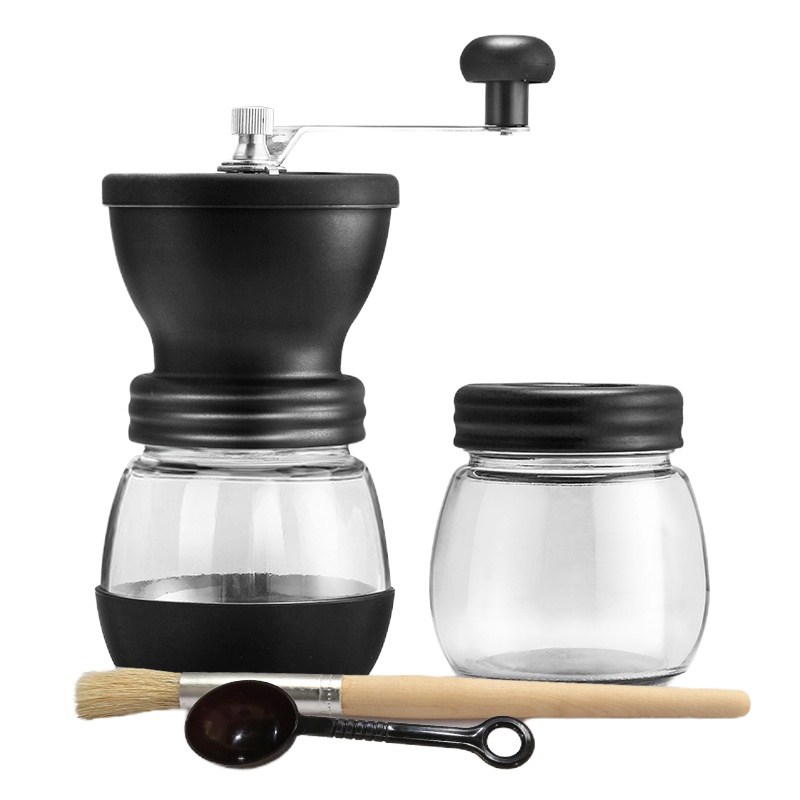 手摇磨豆机 家用咖啡豆研磨机 小型手动咖啡机黄金蛋磨粉机可水洗 双罐水洗磨豆机(灰色)