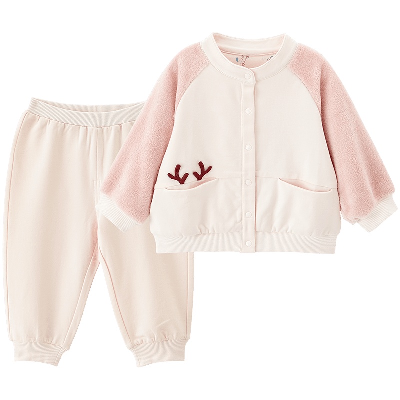 英氏亲子装一家三口卫衣四季款纯棉圆领开肩舒适透气长袖套头上衣 儿童款YZJFJ30002A01