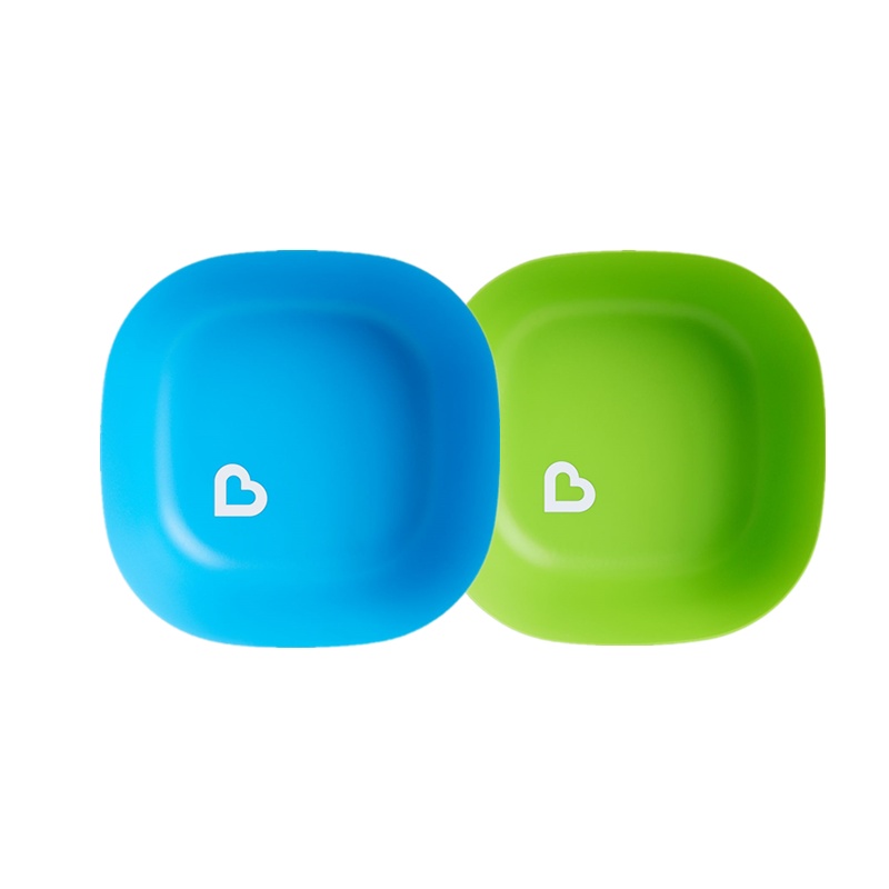 满趣健(munchkin)母婴婴幼儿童餐具宝宝方形自主进食防溅餐碗2只装-蓝绿