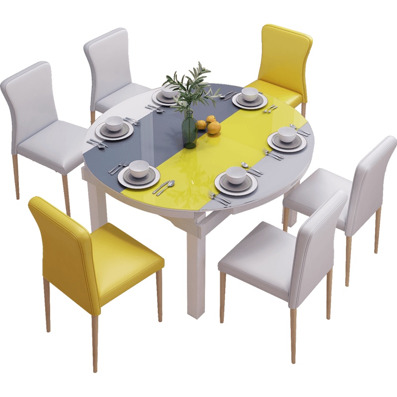 A家家具餐桌椅组合现代简约小户型餐厅折叠餐桌可伸缩圆餐桌DC2210