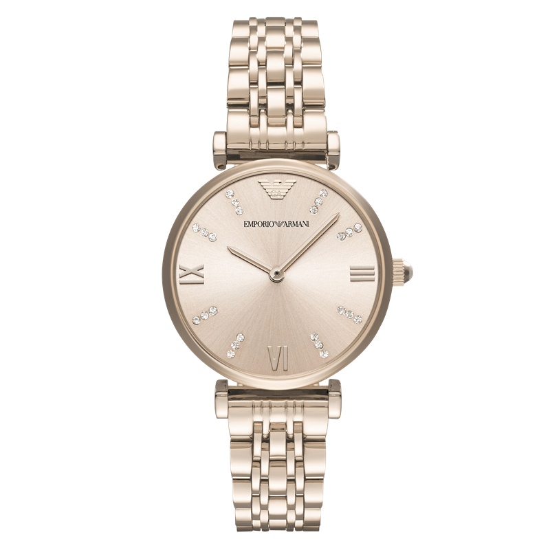 阿玛尼(EMPORIO ARMANI)女表欧美品牌手表 女欧美时尚满天星金色简约钢带女表腕表石英表 女AR11059