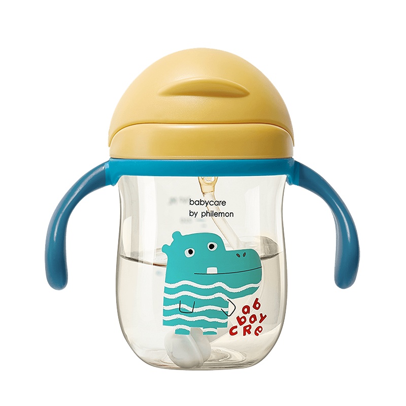 babycare婴儿学饮杯幼儿园宝宝防摔防呛带手柄重力球儿童吸管水杯 PPSU款-240ml-云雾绿