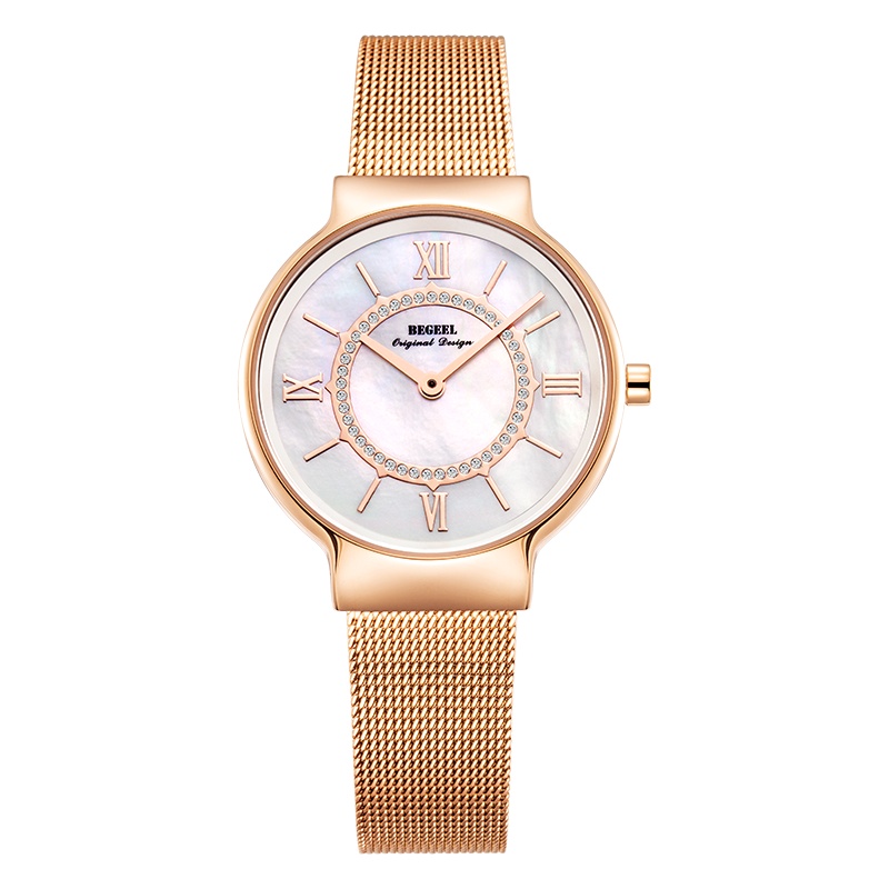 宾爵（BEGEEL）石英机芯时尚欧美风简约防水休闲百搭女士手表时尚石英表B9421L