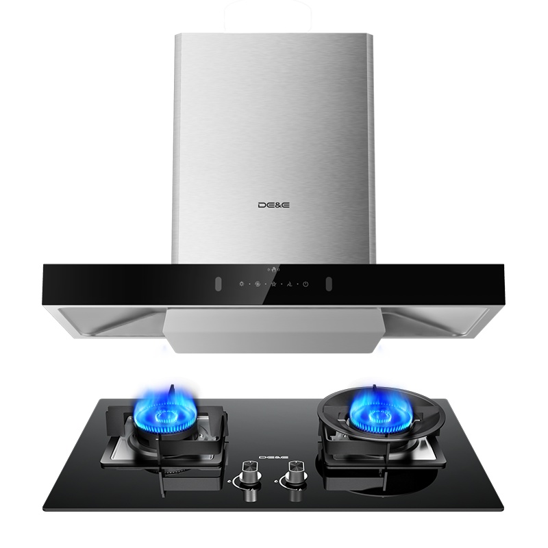 德意(DE&E)23立方挥手智控460Pa油烟机燃气灶套餐欧式自清洁烟灶套装825B+718A(需液化气详询客服)