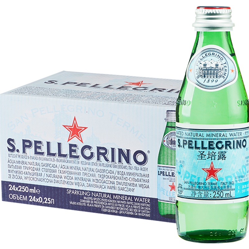 意大利原装进口 圣培露充气天然矿泉水250ml*24瓶 净含量6000ml