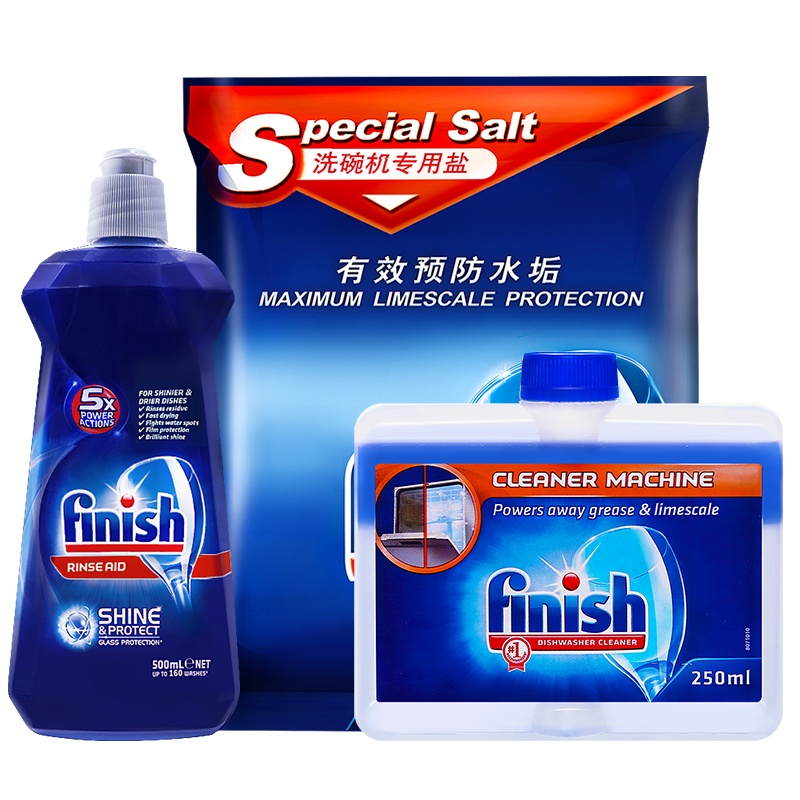 finishl亮碟三件套 盐2㎏+漂洗剂500ml+机体剂250ml 适用海尔美的松下西门子等
