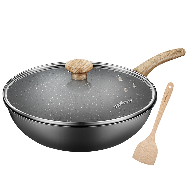 华帝麦饭石锅不粘锅炒锅家用平底锅炒菜锅无涂层电磁炉煤气灶专用