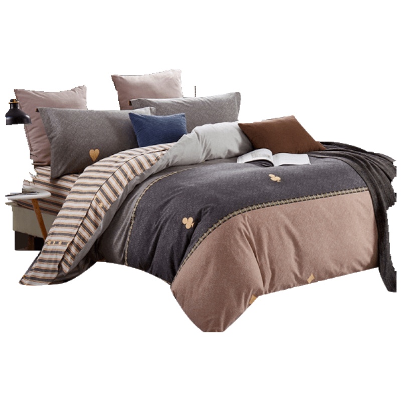 磨毛纯棉四件套全棉100%冬季加厚简约欧美风ab双面保暖条纹四件套