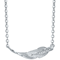 周六福白18K金羽毛钻石套链911