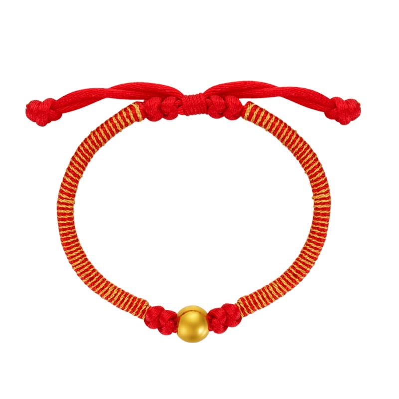 金一国囍足金男女通用圆形光珠路路通 随机配红绳(计价 )ACD022