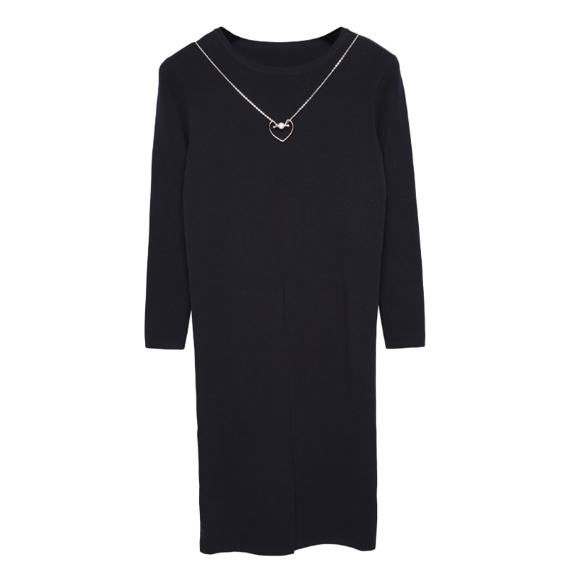 2019爱居兔春装女装高开叉中长款针织连衣裙