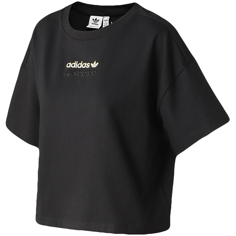 阿迪达斯三叶草女服短袖T恤BOXY TEE短款运动休闲服GD3073