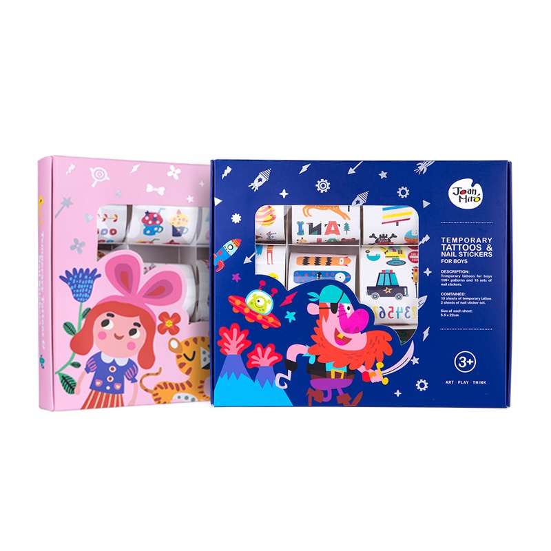 Joan Miro美乐童年 贴纸儿童指甲贴纸防水安全纹身贴贴纸书卡通贴画玩具 纹身指甲贴萌小童 益智玩具